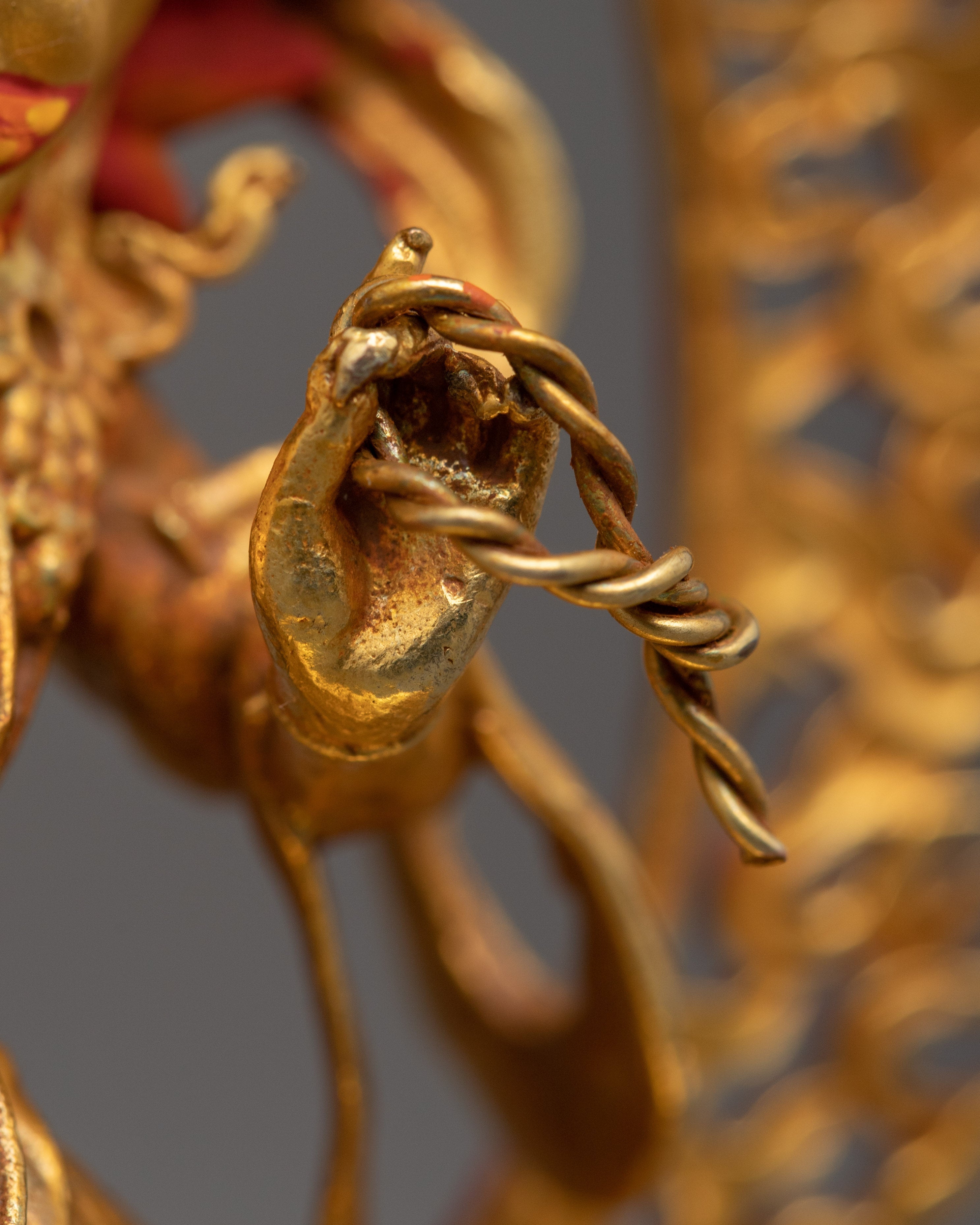 Wrathful Vajrapani Gold Sculpture | Traditional Himalayan Art