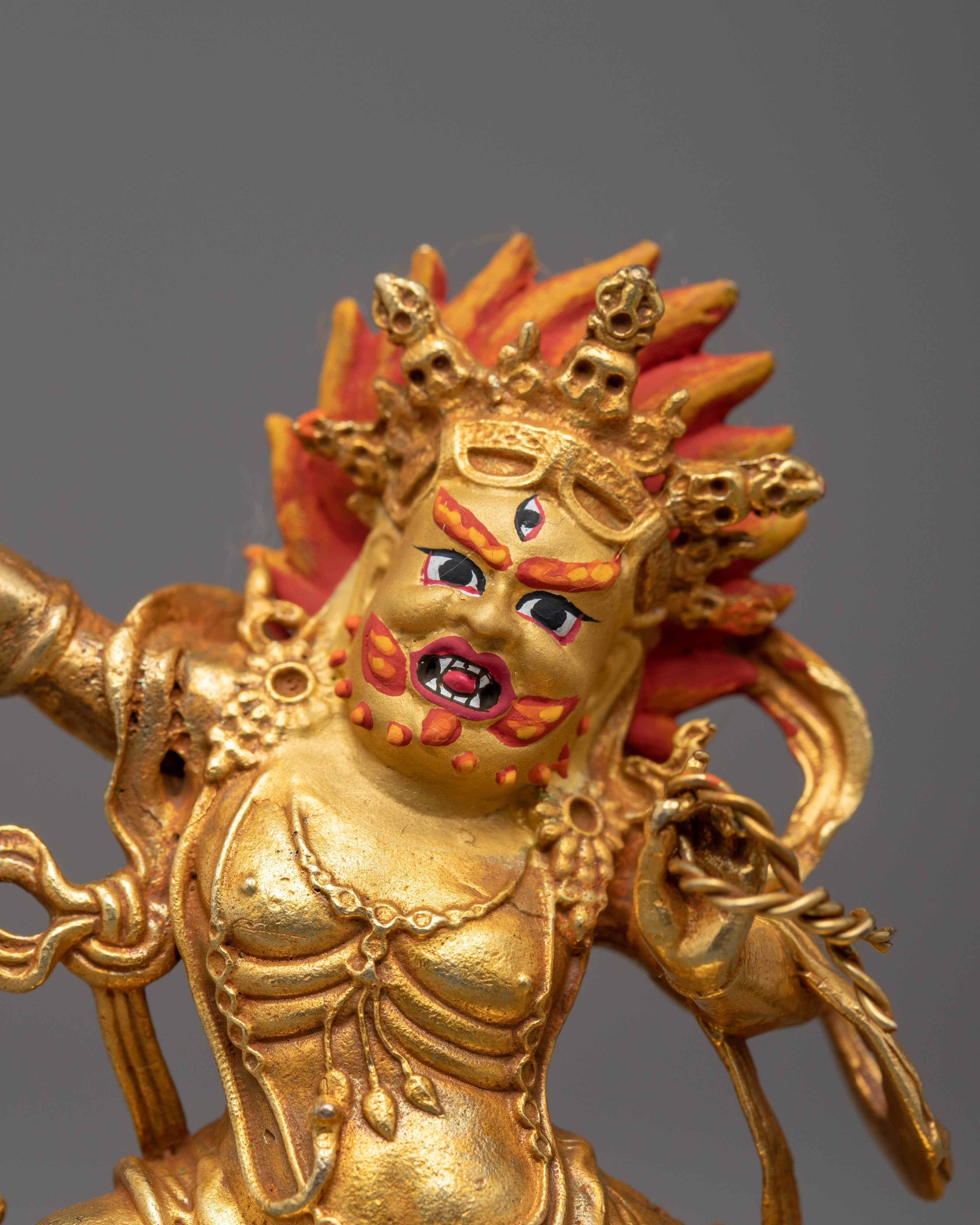 Wrathful Vajrapani Gold Sculpture | Traditional Himalayan Art