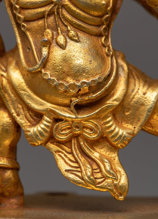 Wrathful Vajrapani Gold Sculpture | Traditional Himalayan Art