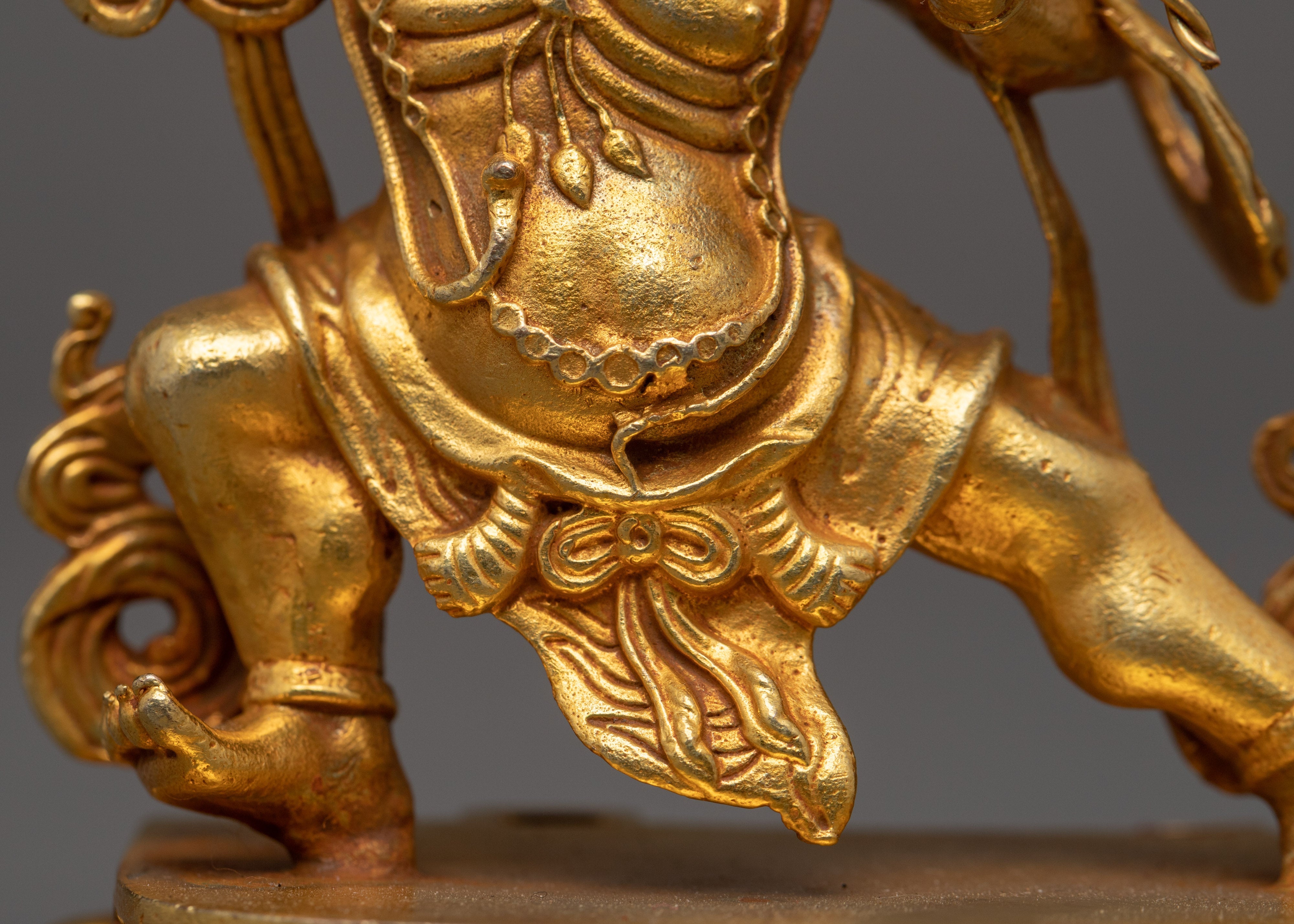 Wrathful Vajrapani Gold Sculpture | Traditional Himalayan Art