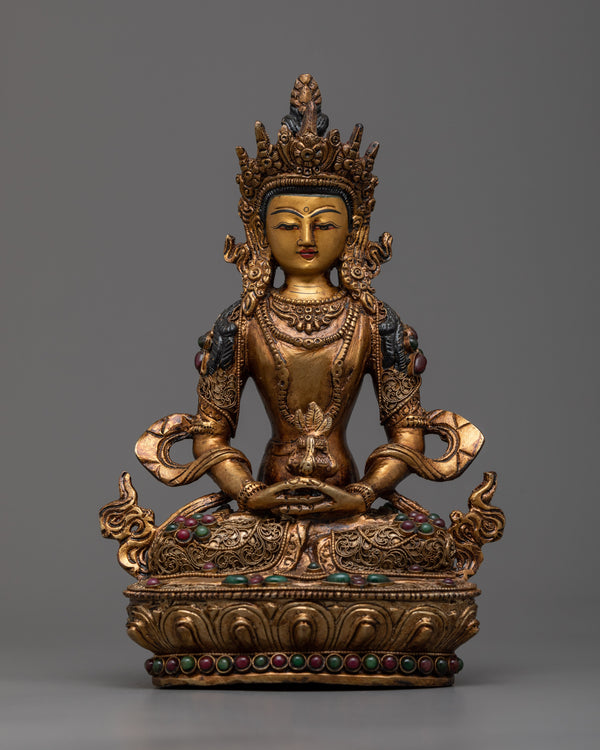 Tibetan Amitayus Buddha Figurine | Spiritual Decor for Inner Peace