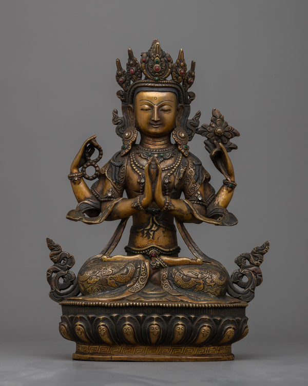 Handcrafted Chenresig Bodhisattva Statue | Embrace Serenity with this Beautiful Buddhist Sculpture