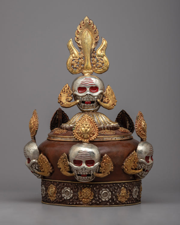 Tibetan Skull Crown | Symbolic Skull Headdress for Meditation & Spiritual Connection
