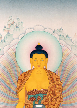 Buddha Shakyamuni Thangka | Hand Painted Tibetan Buddha Painting | Tibetan Buddhist Art