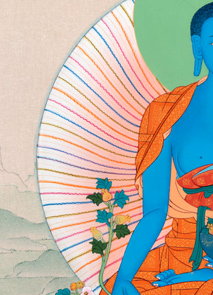 Medicine Buddha Thangka | The Healer For all Beings | Buddhist Deity
