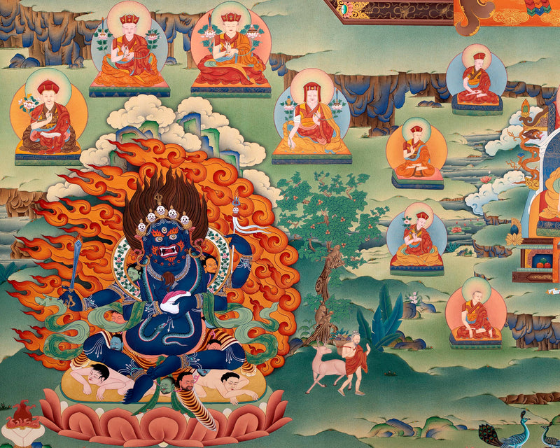 Rare Marpa Thangka, Painting of Kagyu Masters,  High Quality Giclee Canvas Print, Digital Print