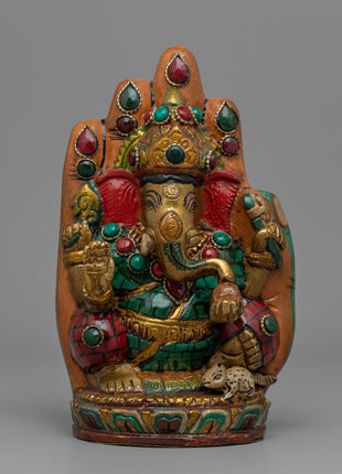 Ganesh Statue Palm Throne