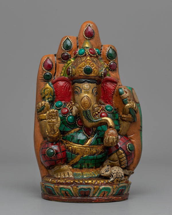 Ganesh Statue Palm Throne