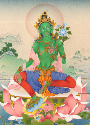 Green Tara Mantra Practice Giclee Print | Himalayan Tibetan Thangka Print Of Mother Tara