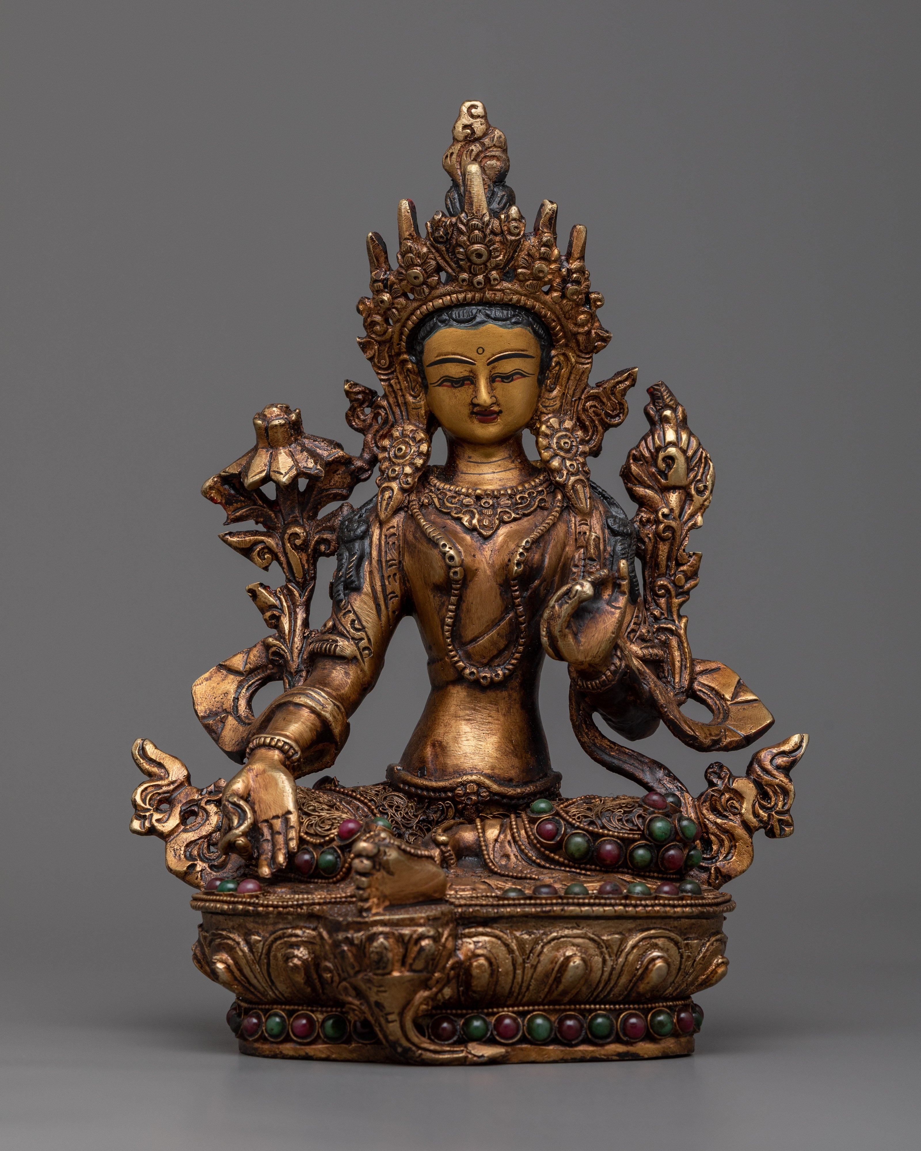 Copper Green Tara Statue | Divine Goddess for Healing and Empowerment