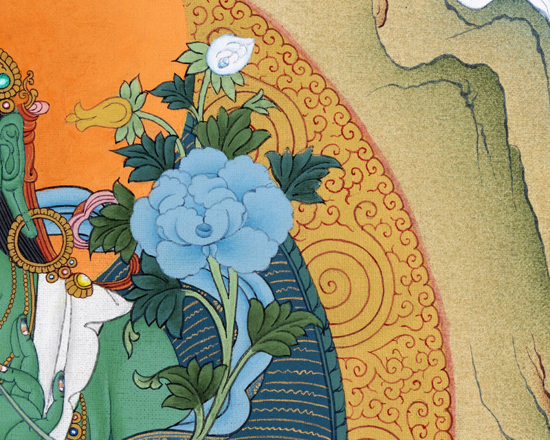 Green Tara Thangka | Mother Bodhisattva | Menri Style | Himalayan Buddhist Deity