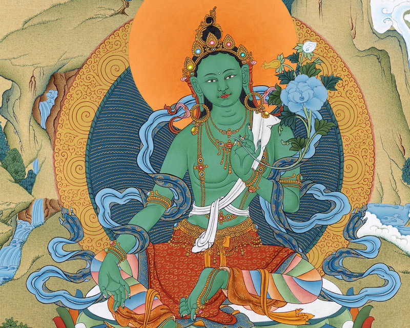 Green Tara Thangka | Mother Bodhisattva | Menri Style | Himalayan Buddhist Deity