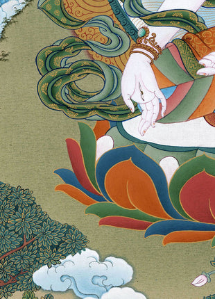 White Tara Thangka, Traditional Hand Painted Gold Tara Painting, Vajrayana Buddhist Art