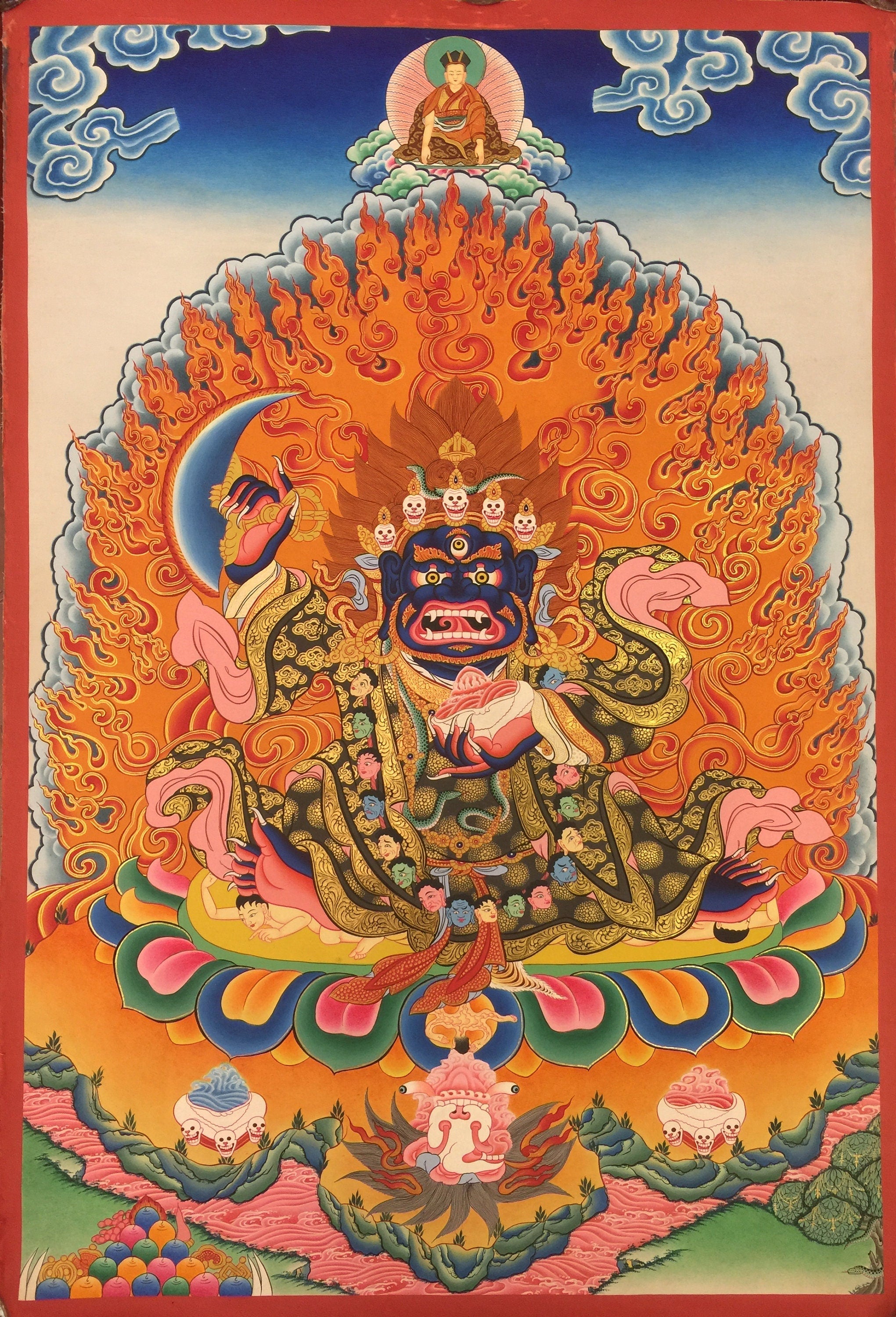 Two armed Bernagchen Mahakala Thangka Painting | Mahakala Deity