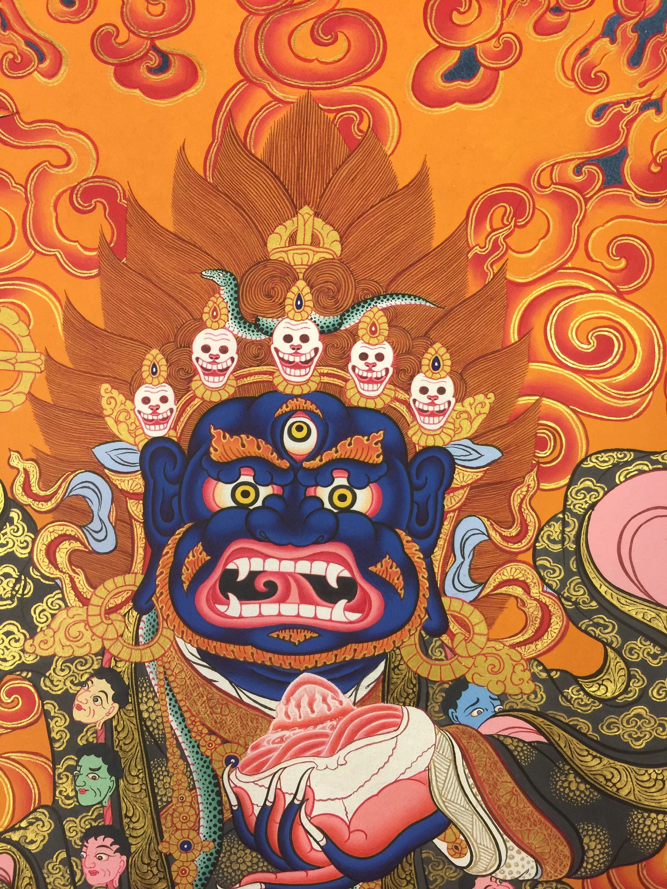 Two armed Bernagchen Mahakala Thangka Painting | Mahakala Deity