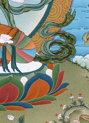 White Tara Thangka, Traditional Hand Painted Gold Tara Painting, Vajrayana Buddhist Art