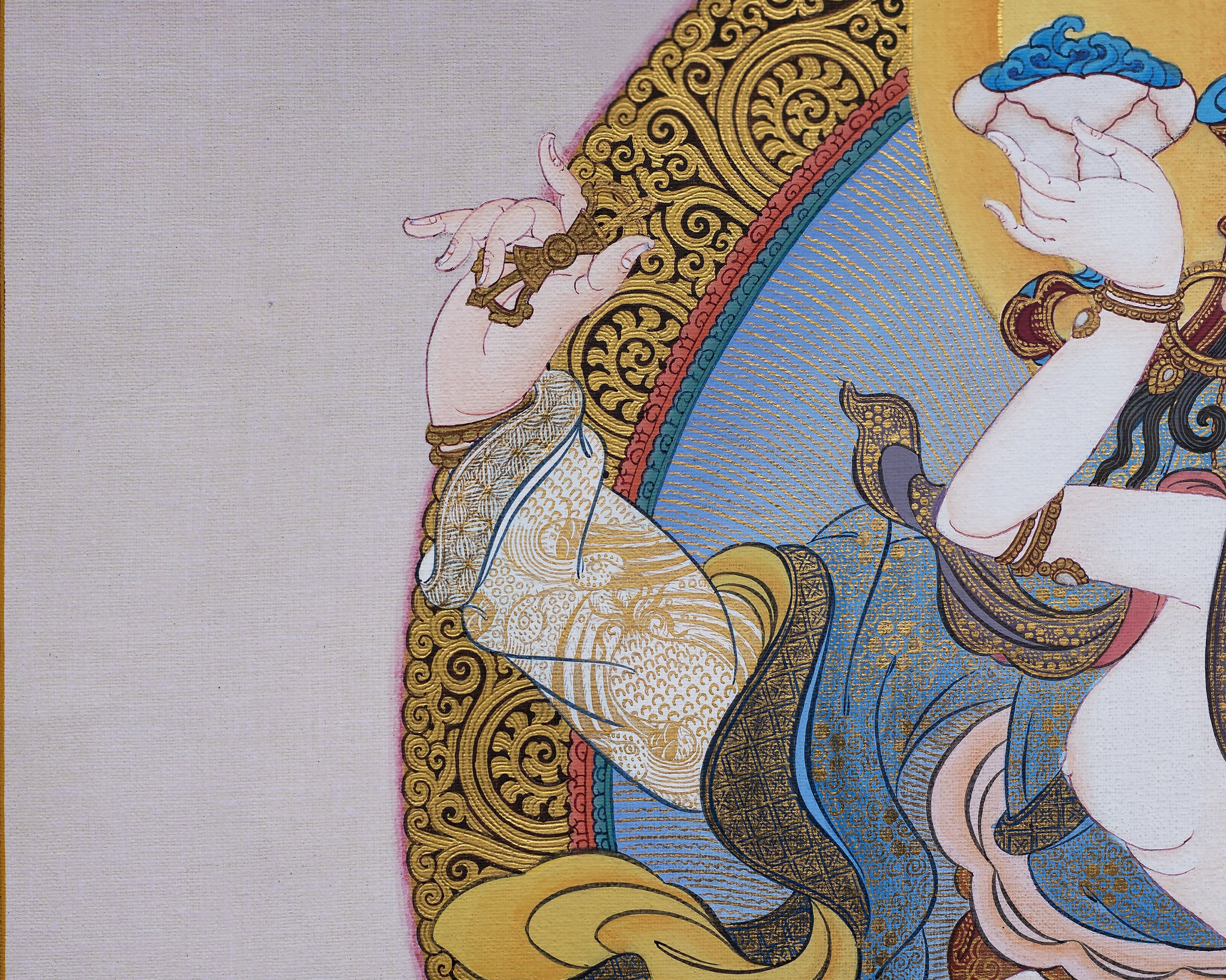 Guru Padmasambhava With Consort | Tibetan Thangka Painting