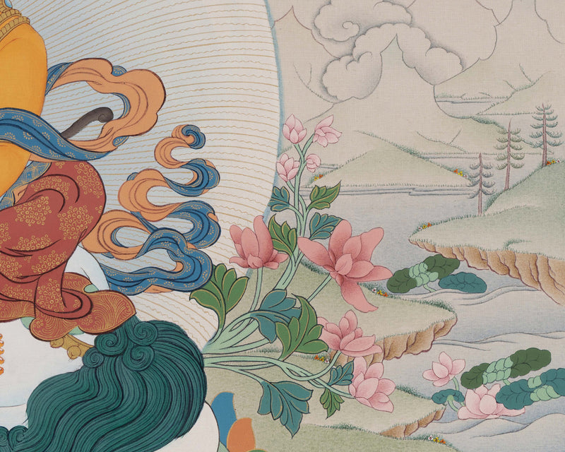 Namtoshe with Five Jambala Thangka, Wealth Deities Of Buddhism, Digital Print