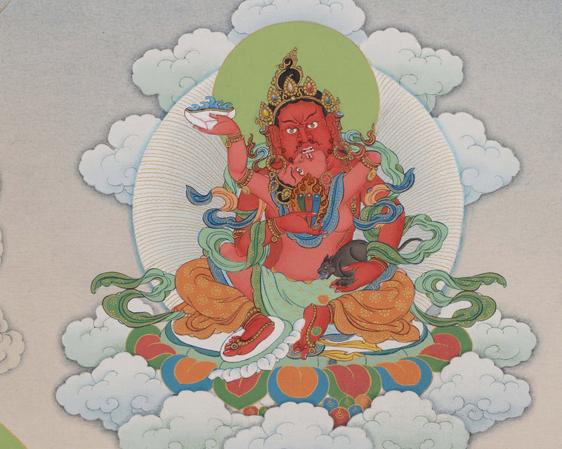 Namtoshe with Five Jambala Thangka, Wealth Deities Of Buddhism, Digital Print