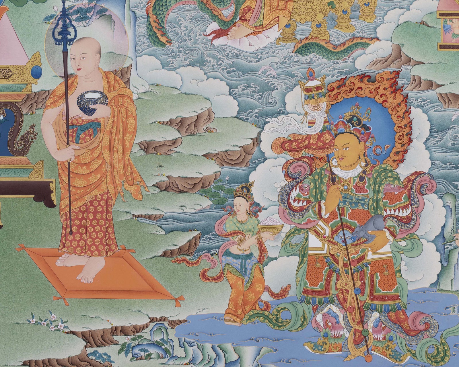 Buddha Shakyamuni | 16 Arhat | Tibetan Thangka Print | Enlightenment ...