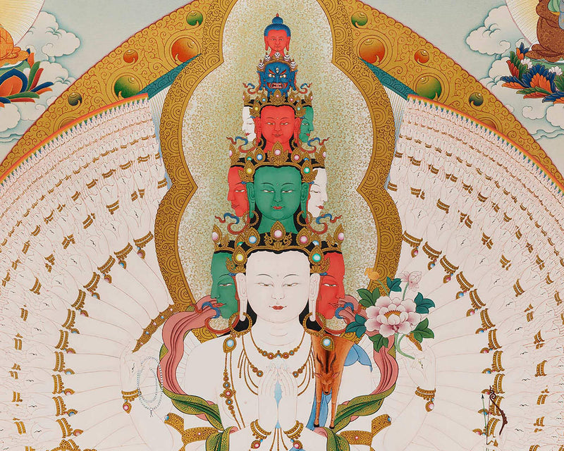 Avalokiteshvara | Chenrezig | Manjushri |Tibetan Thangka Print | Vajrayana Painting