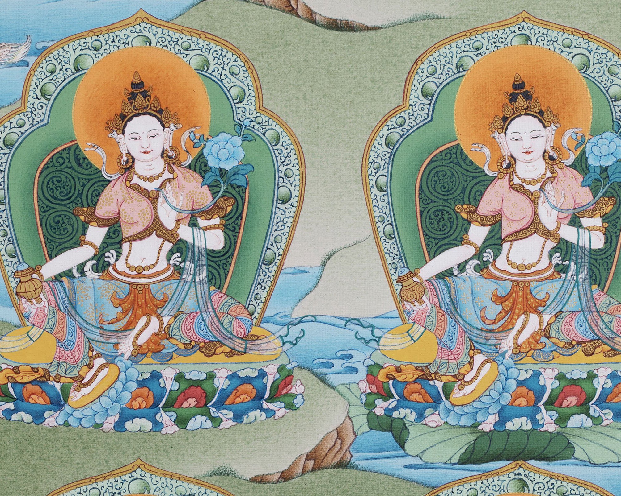21 Tara Thangka, Green Tara, High Quality Giclee Canvas Print