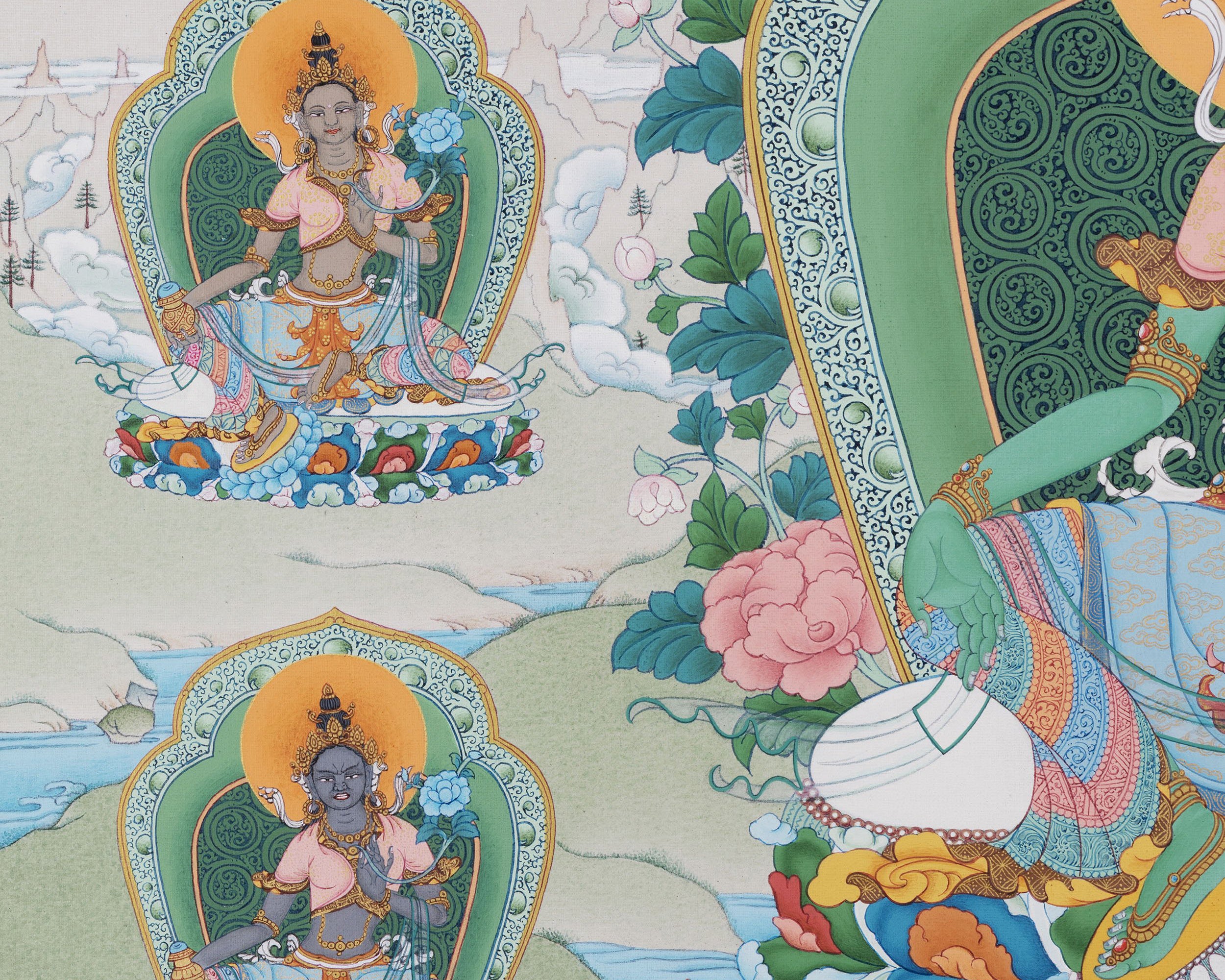 21 Tara Thangka, Green Tara, High Quality Giclee Canvas Print