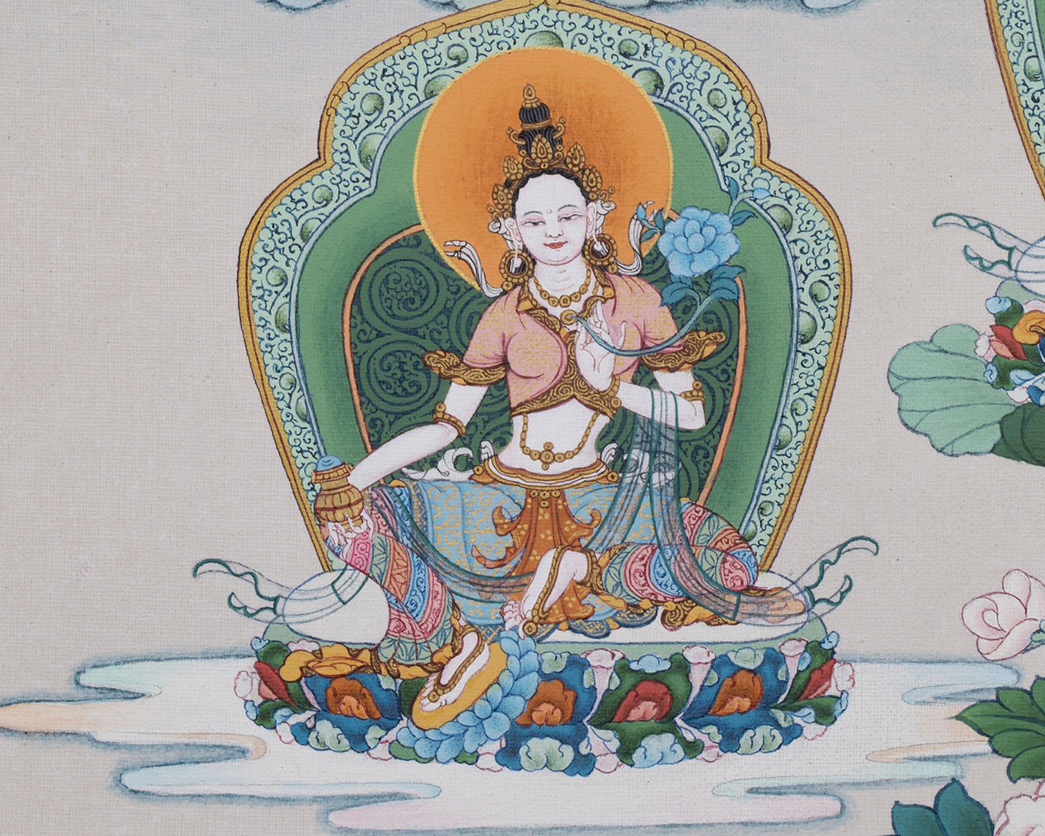 21 Tara Thangka, Green Tara, High Quality Giclee Canvas Print