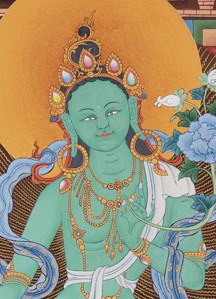 21 Tara | Tibetan Thangka | Green Tara Painting | Enlightenment Thangka