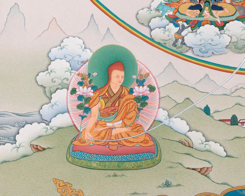 Sachen Kunga Nyingpo Thangka, Vision of Ngorchen Dorjechang Kunga Zangpo, High Quality Giclee Canvas Print, Digital Print