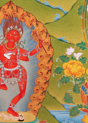 Mipham Wangdu Thangka Print with brocade