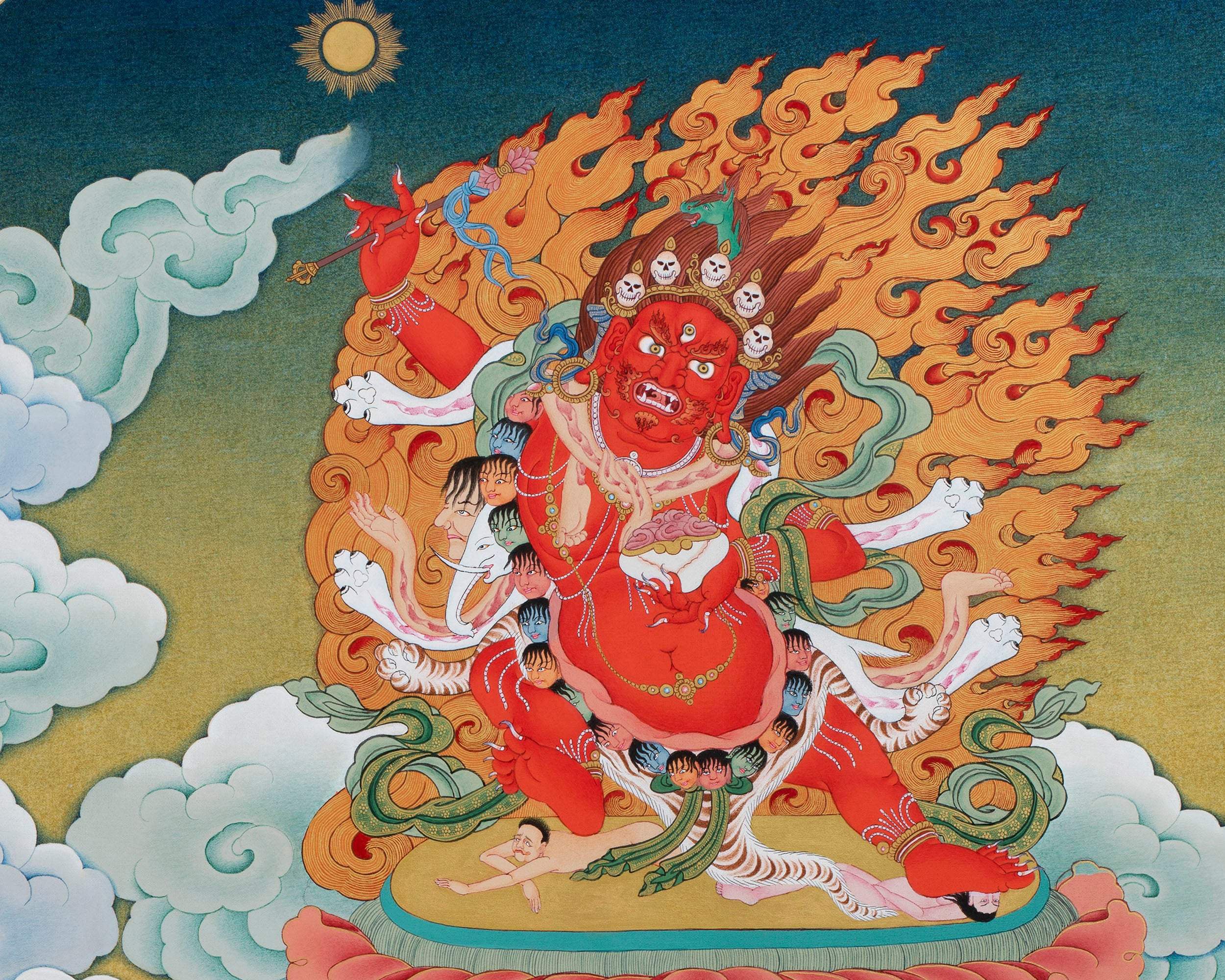 Mipham Wangdu Thangka Print with brocade