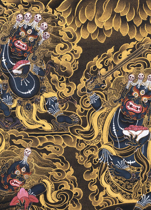 Sakya Mahakala Thangka, High Quality Giclee Canvas Print, Digital Print, Mahakala Thangka