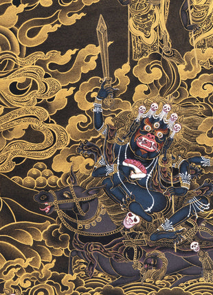 Sakya Mahakala Thangka, High Quality Giclee Canvas Print, Digital Print, Mahakala Thangka