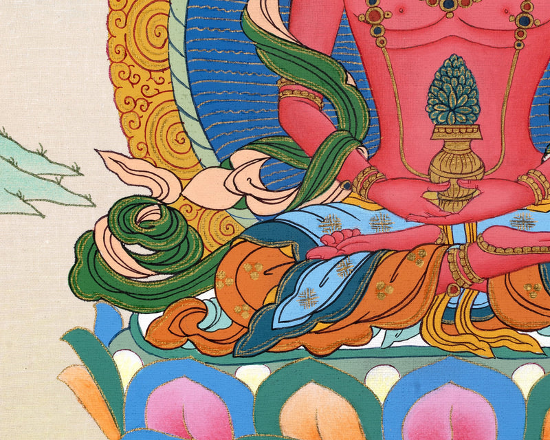 Amitayus Thangka, Hand Painted Vajrayana Painting, Vajrayana thangka, Thangka Painting, Thangka Art