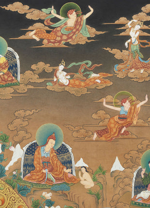 Guru Rinpoche Thangka, 25 disciples of Padmasambhava, High Quality Giclee Canvas Print, Digital Print, Thangka Print