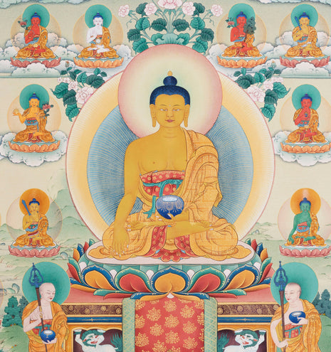 Buddha Shakyamuni Thangka, 35 Buddhas of Confession, Thangka Print