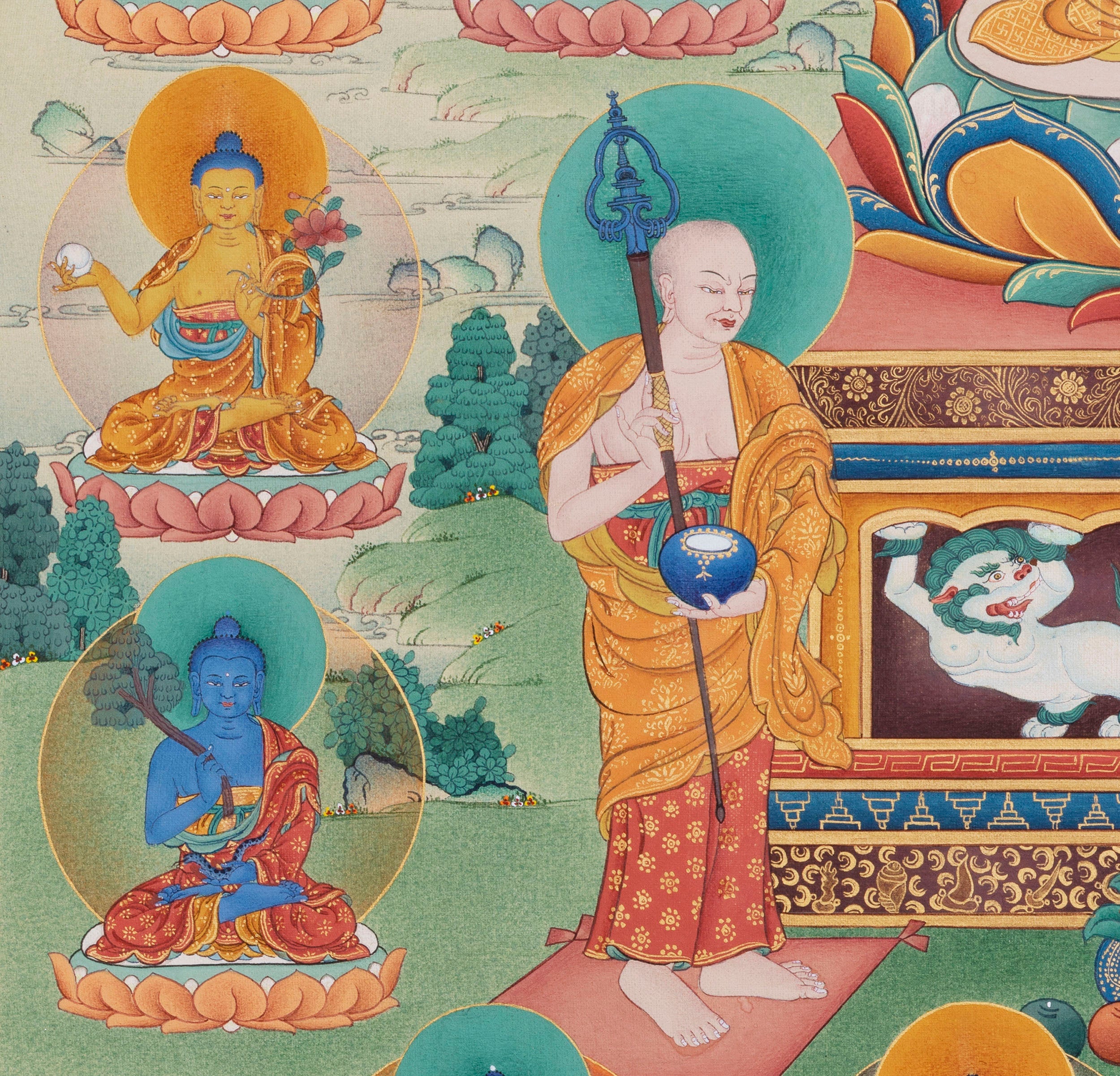 Buddha Shakyamuni Thangka, 35 Buddhas of Confession, Thangka Print