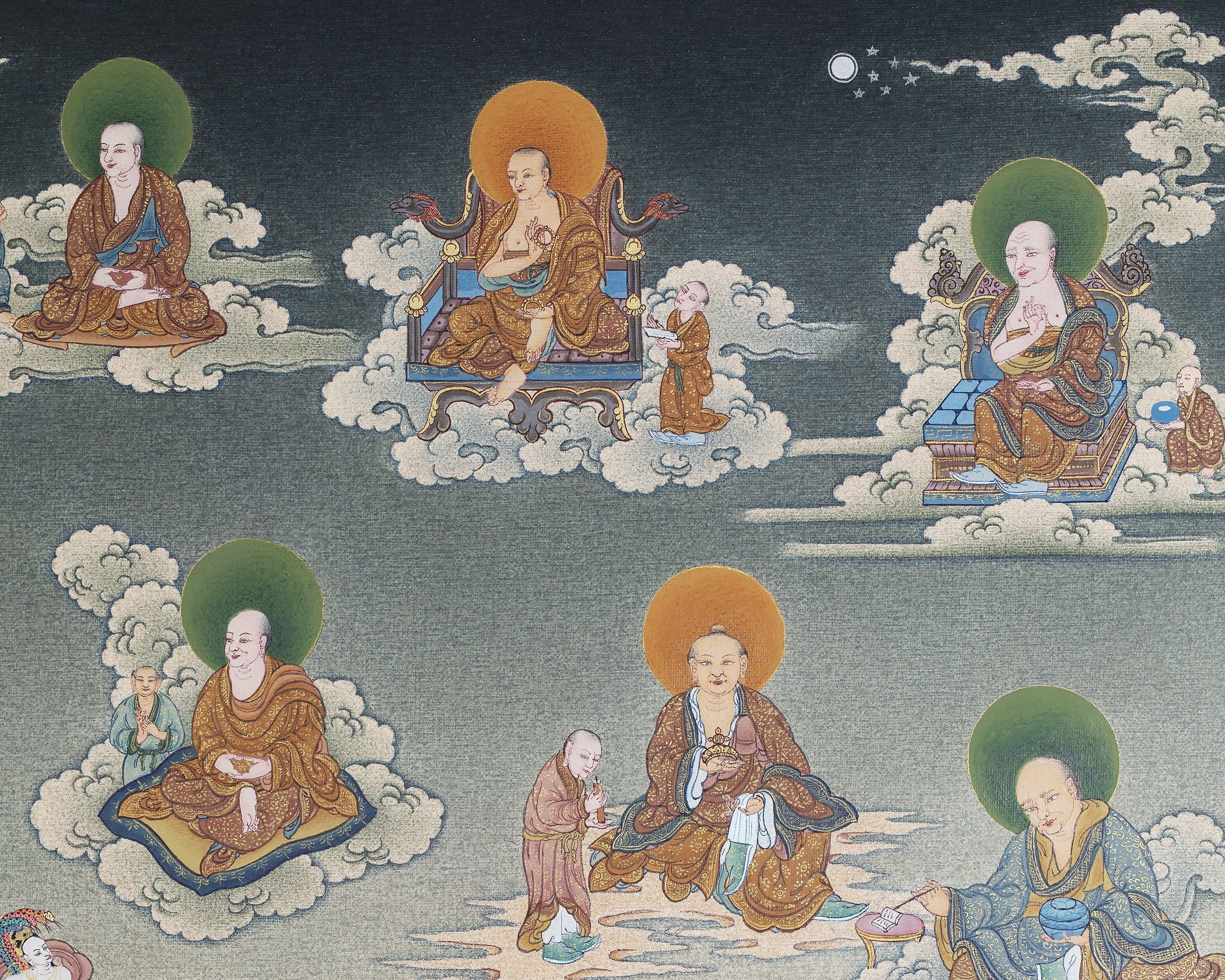 Buddha Shakyamuni -16 Arhat Thangka Print, Tibetan Thangka Print, Digital Print