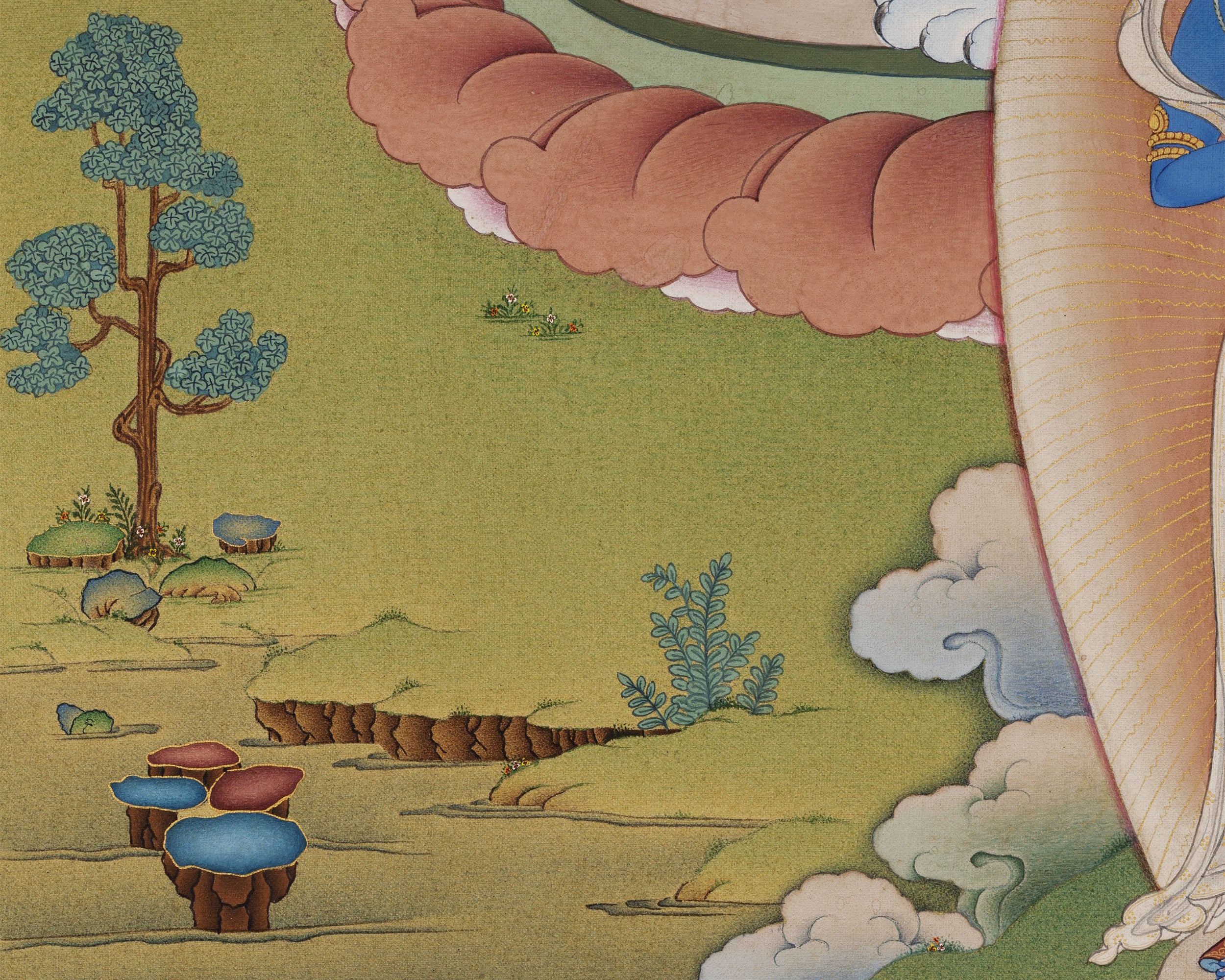 Red Manjushri Thangka | High Quality Giclee Canvas Print | Bodhisattva Manjushree