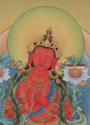 Red Manjushri Thangka | High Quality Giclee Canvas Print | Bodhisattva Manjushree