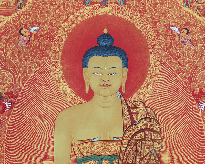 12 Deeds Of Shakyamuni Buddha, Thangka Print, Digital print