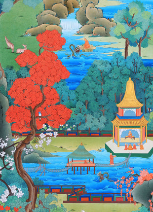 Green Tara Thangka Painting, Tibetan Tara Buddhist Art,  High Quality Giclee Canvas Print, Digital Print, Tara