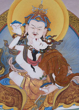 Guru Padmasambhava With Consort | Tibetan Thangka Painting