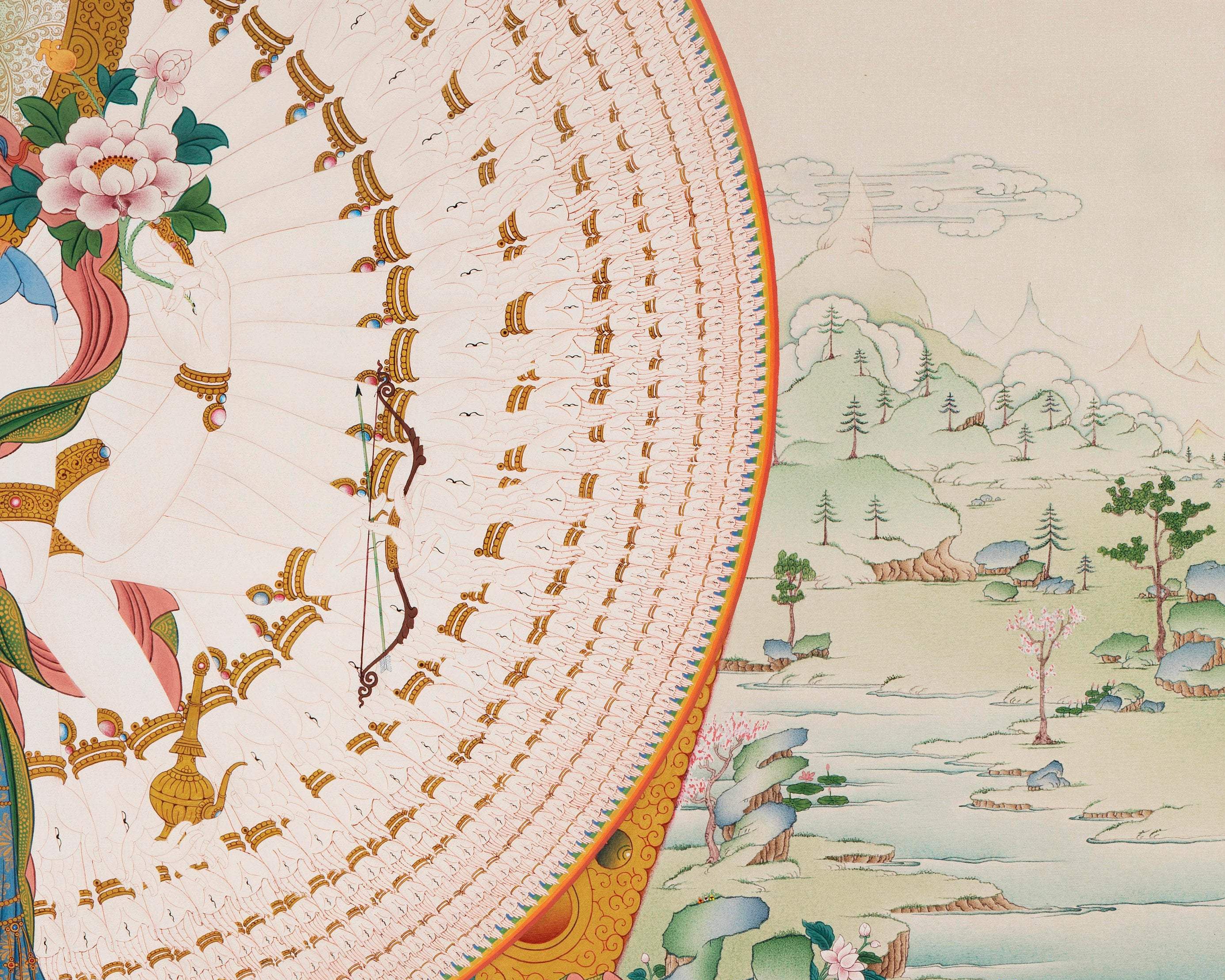 Avalokiteshvara | Chenrezig | Manjushri |Tibetan Thangka Print | Vajrayana Painting