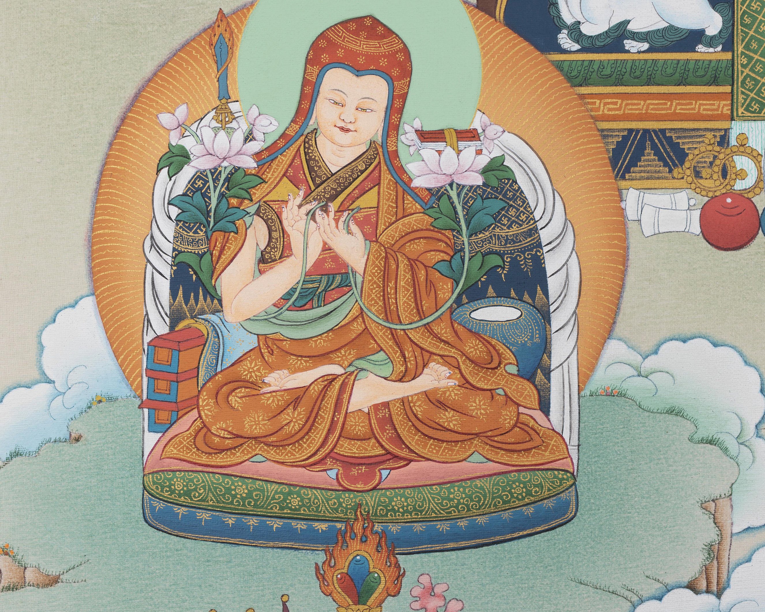 Five Sakya Master Thangka, Sachen Kunga Nyingpo, Sakya Pandita And Others | High Quality Giclee Canvas Print