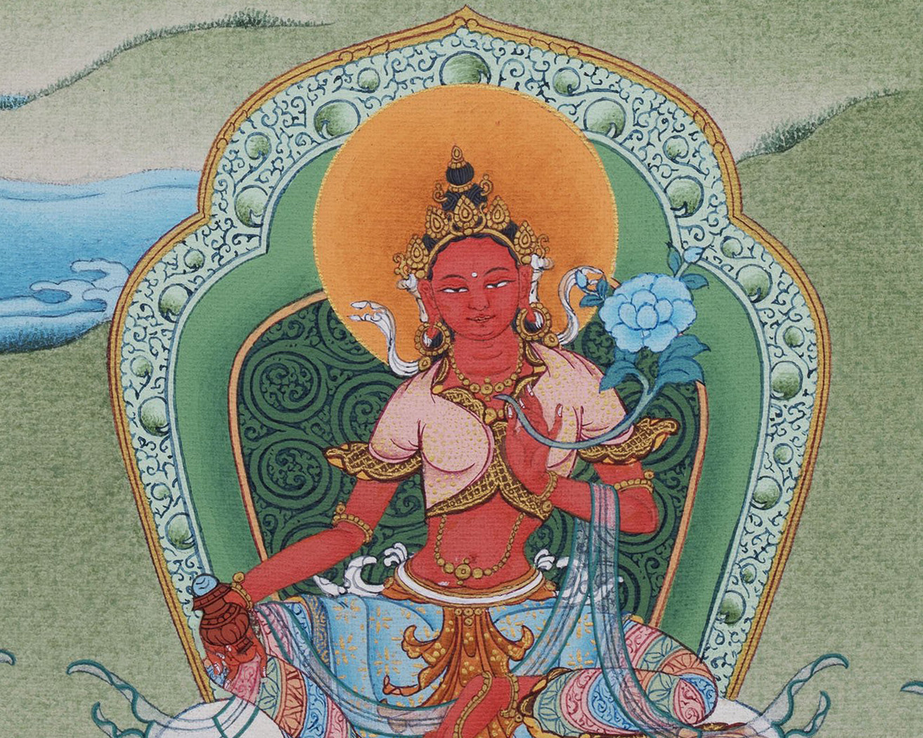 21 Tara Thangka, Green Tara, High Quality Giclee Canvas Print