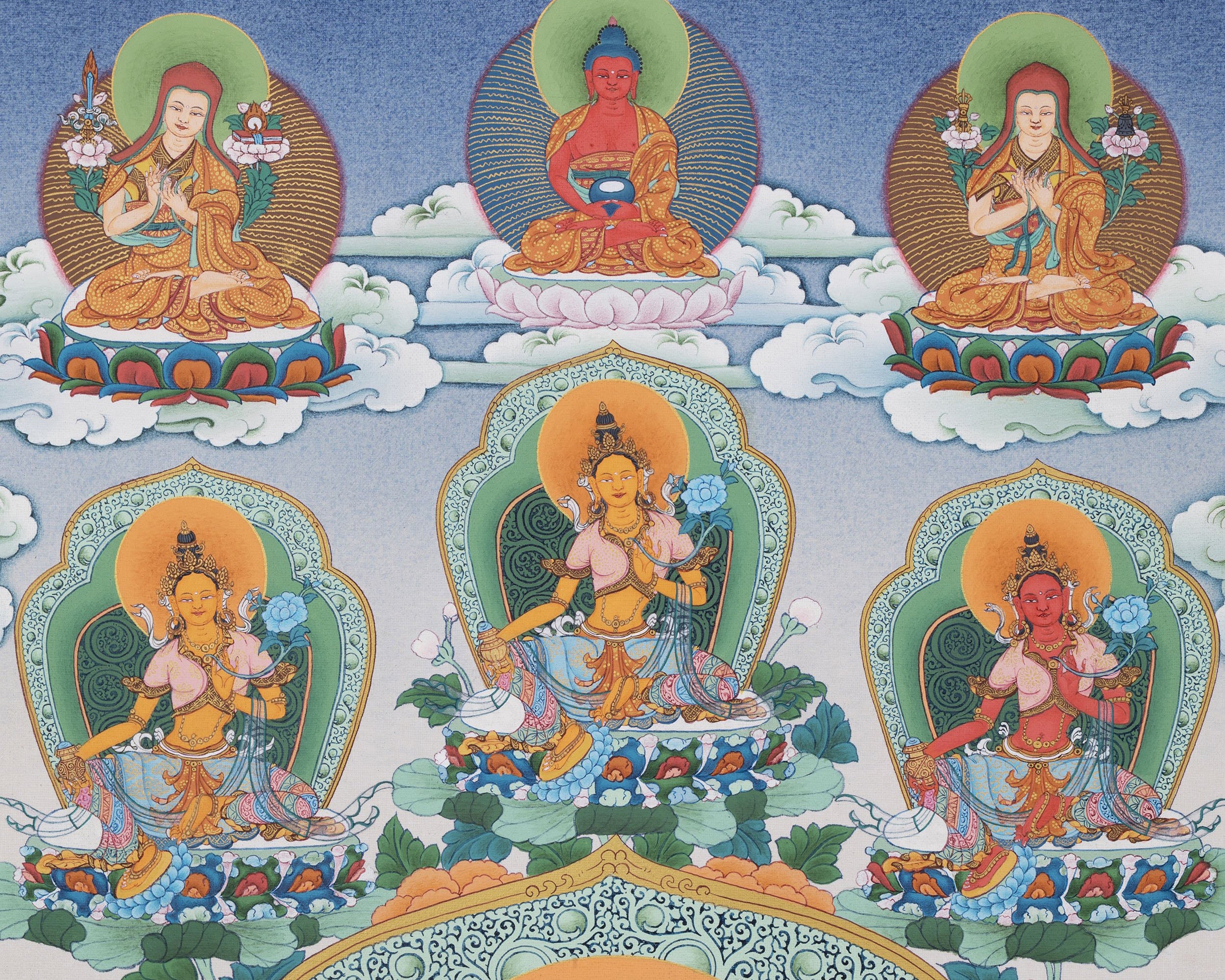 21 Tara Thangka, Green Tara, High Quality Giclee Canvas Print