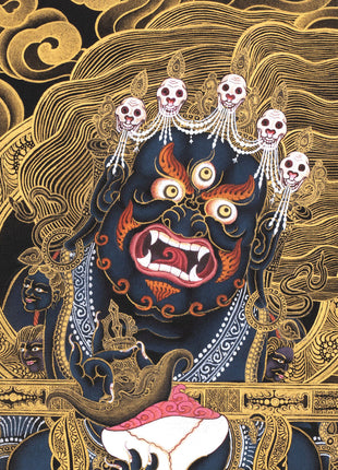 Sakya Mahakala Thangka, High Quality Giclee Canvas Print, Digital Print, Mahakala Thangka