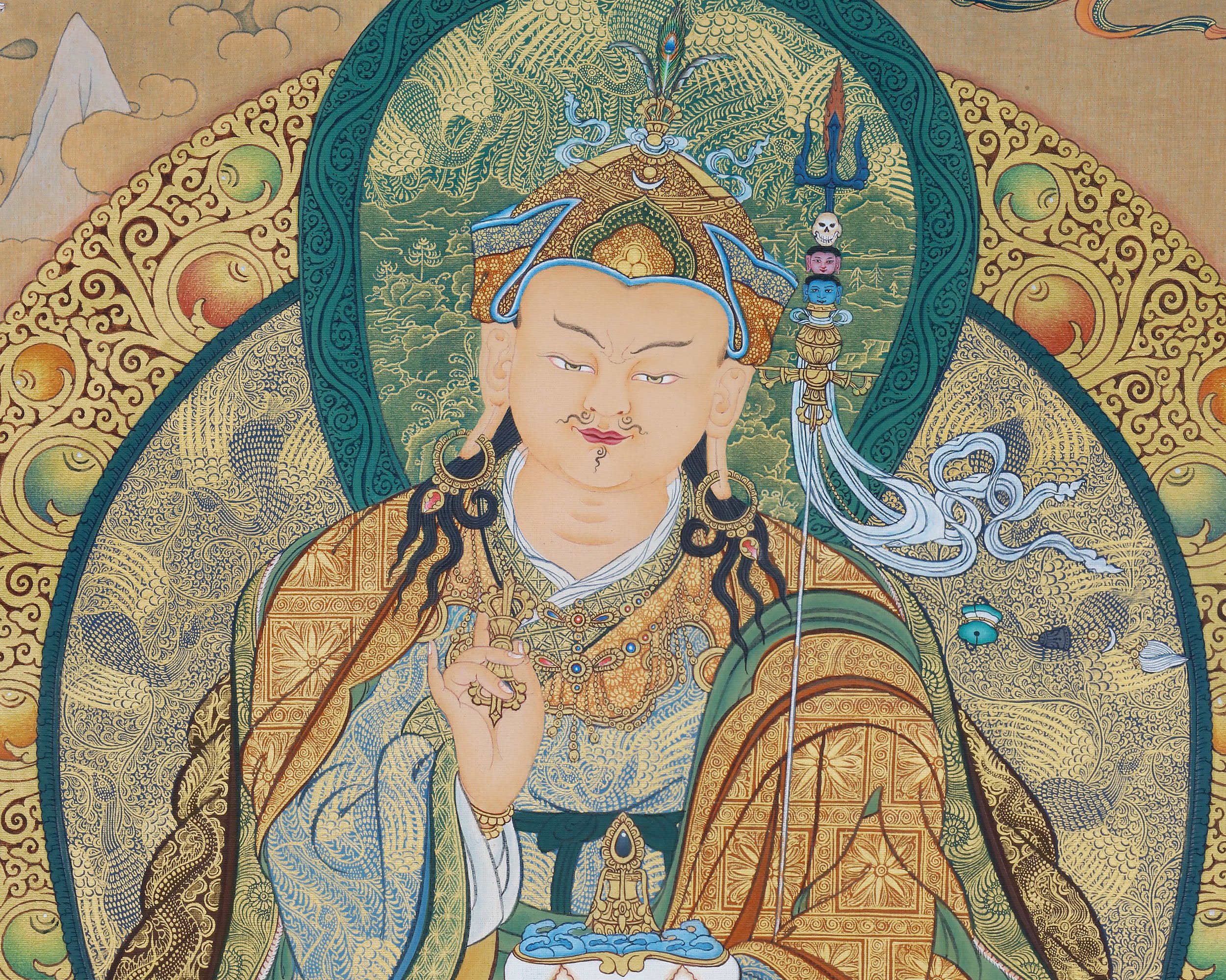 Guru Rinpoche Thangka, Guru Padamsambhava, High Quality Giclee Canvas Print, Digital Print